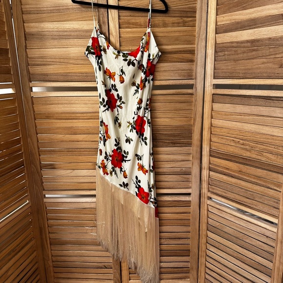 NEW NWT MIRAE Belle Rose Floral Fringe Dress in Ecru color Size 40 M - Picture 6 of 11